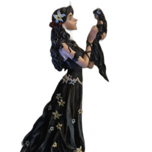 Gothic raven crow maleficent angel with miniature version floral detail